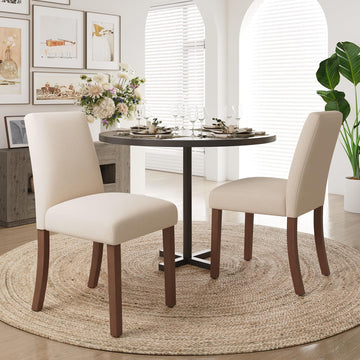Dining Chairs Set of 2, Modern Dining Room Chairs with Wooden Legs, Upholstered Kitchen Farmhouse Parsons Chairs for