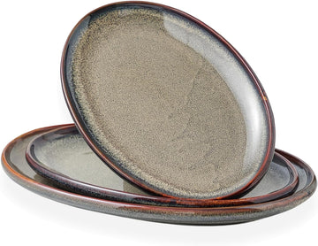 Ceramic Large Serving Platters- Set of 3 Oval Platters for Entertaining. Modern Kitchen Dishes for Dinner, Fruit