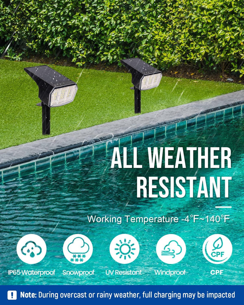 Solar Spot Lights Outdoor Waterproof, Solar Spotlights, 4 Packs, Cool White | 63 LED, 3 Lighting Modes, 120°