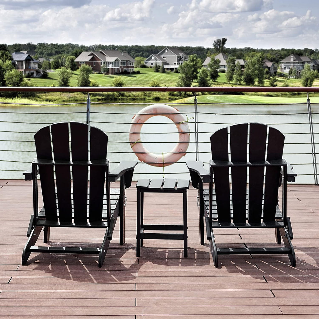 Folding Adirondack Chair Outdoor, Poly Lumber Weather Resistant Patio Chairs for Garden, Deck, Backyard, Lawn