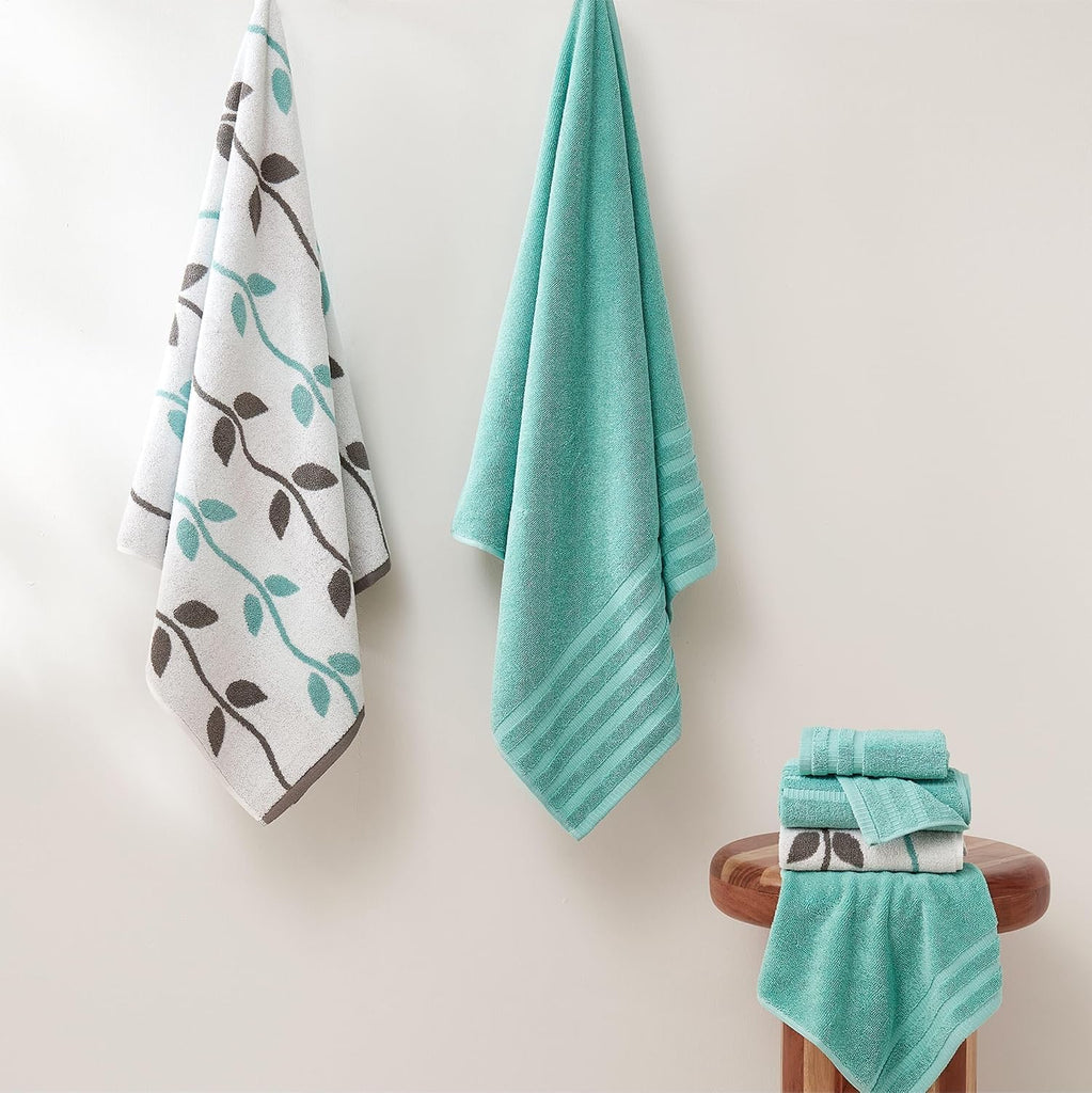 6 Piece Bath Towel Set - Bathroom Set with 2 Bath Towels, 2 Hand Towels, and 2 Wash Cloths - 100% Cotton, Super