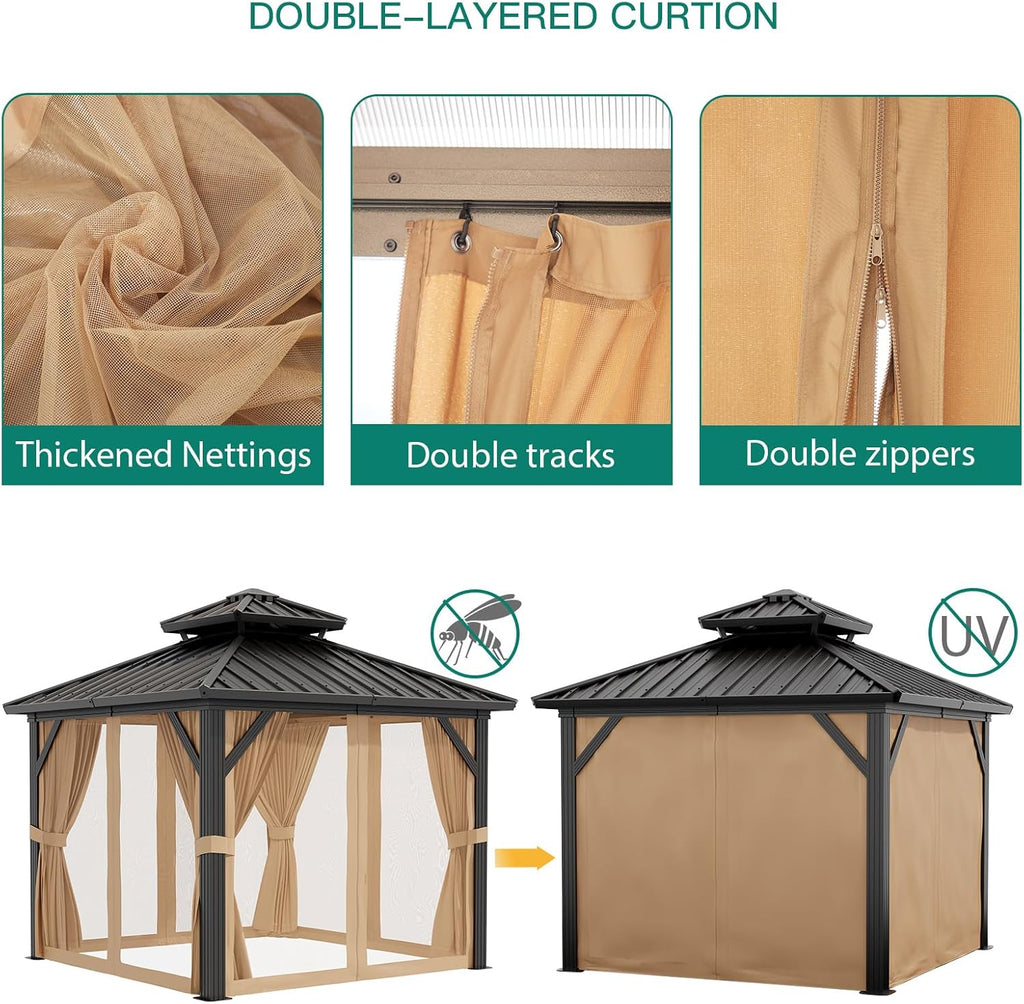 10x10 ft Double Roof Hardtop Gazebo