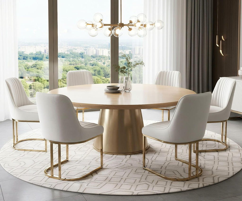 White Dining Chairs Set of 2 Velvet Upholstered Dining Room Chairs with Gold Legs Modern Armless Kitchen Chairs with