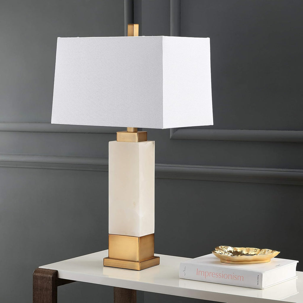 Rozella Alabaster White/ Gold 30-inch Bedroom Living Room Home Office Desk Nightstand Table Lamp (LED Bulb Included)