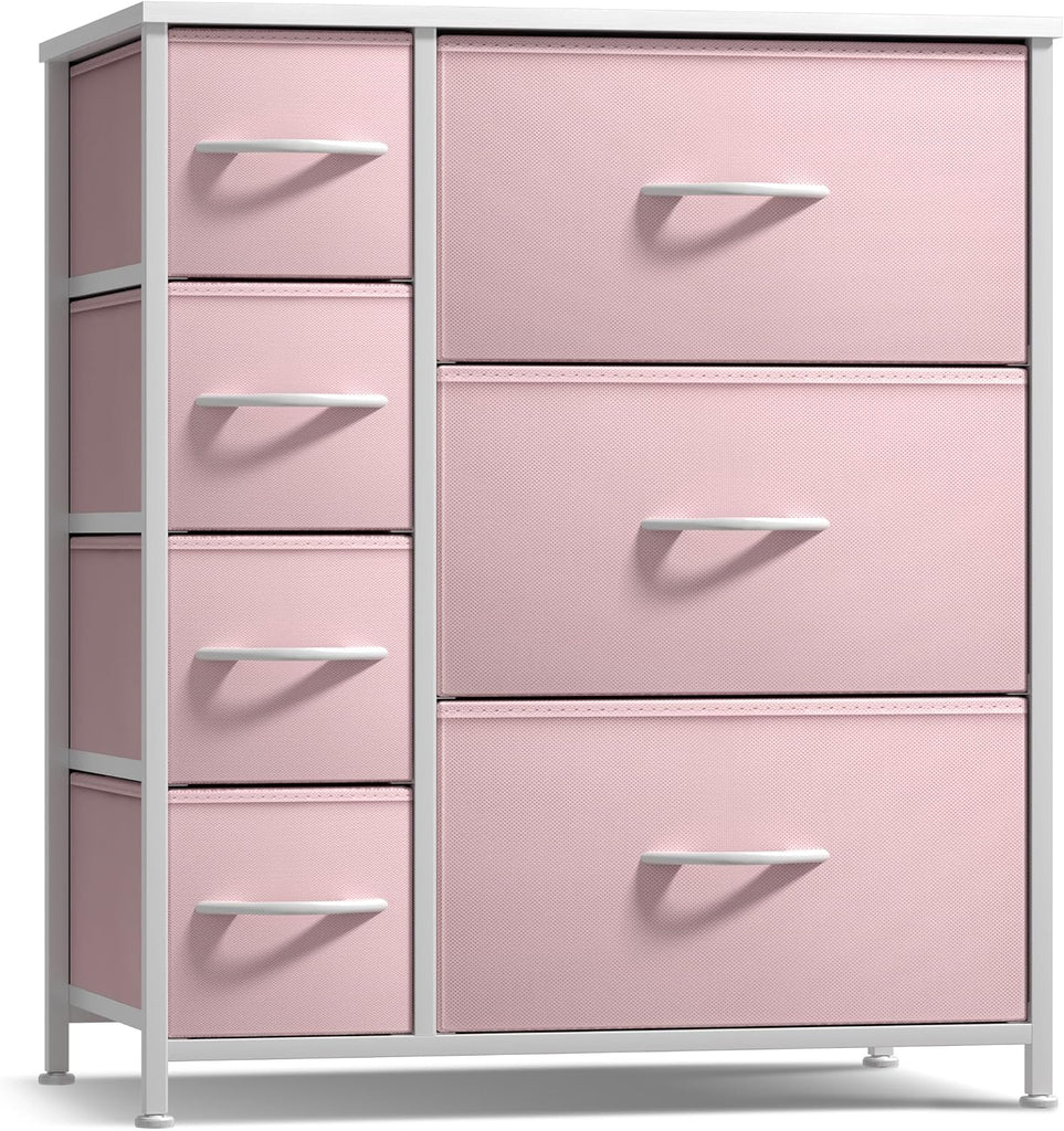 Dresser with 7 Drawers - Furniture Storage Chest for Kid's, Teens, Bedroom, Nursery, Playroom, Clothes, Toys - Steel