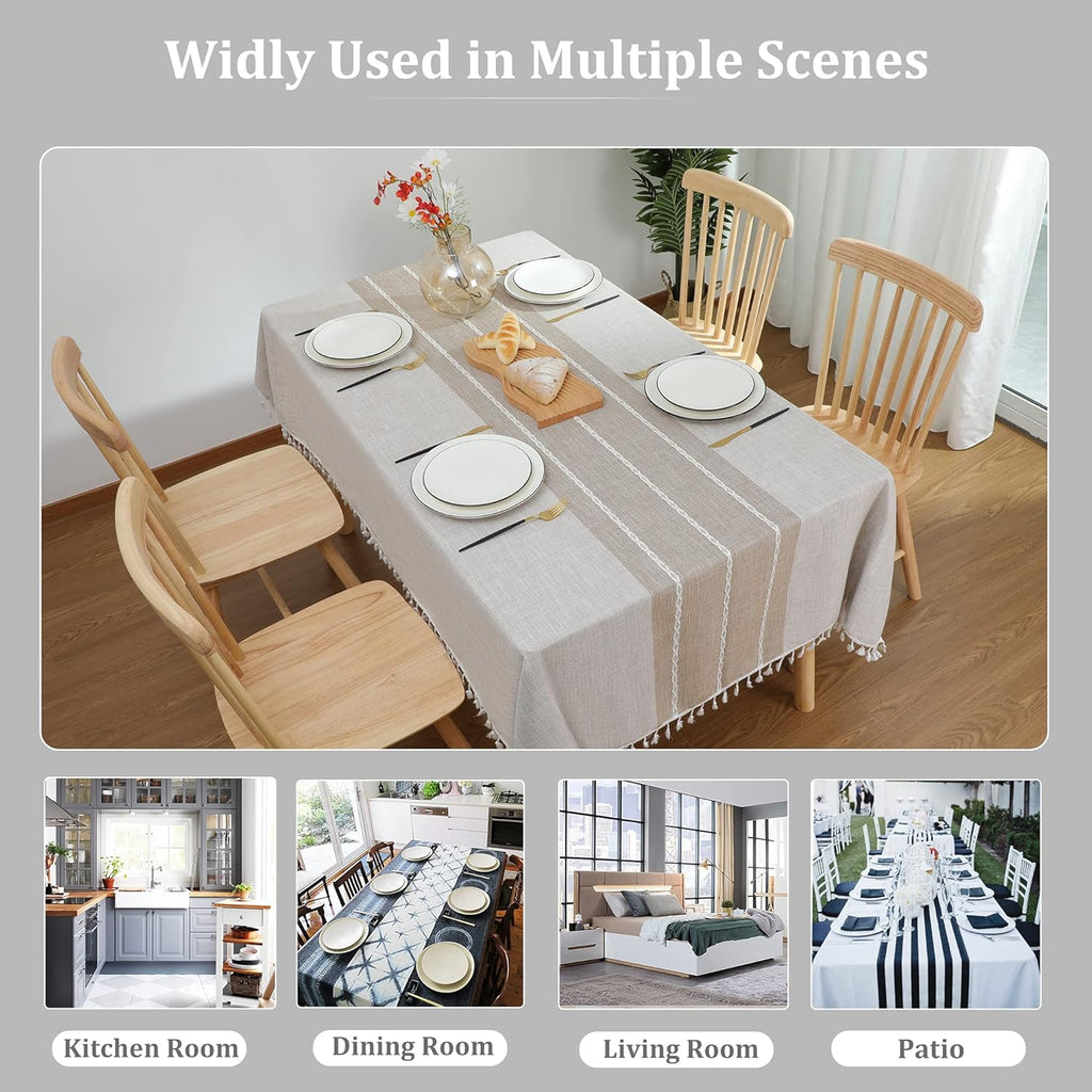 Rustic Cotton Linen Table Cloth,Tablecloths for 6 Foot Rectangle Tables,Waterproof Washable Tableclo