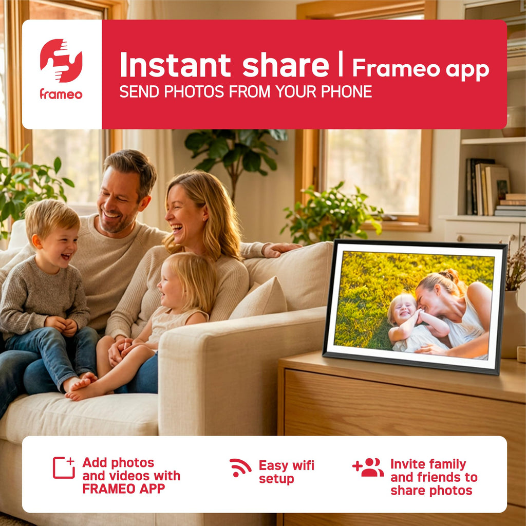 WiFi FRAMEO Digital Picture Frame, 15.6 Inch Touchscreen Frame