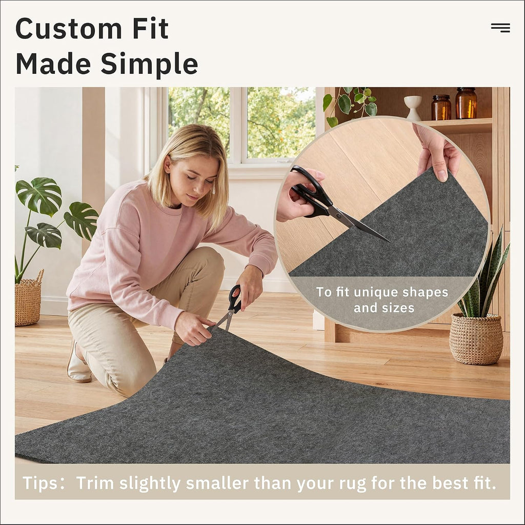 Non Slip Rug Pads 5x7, 1/4" Thick Felt Cushioned Rug Gripper Pad - Set of 35