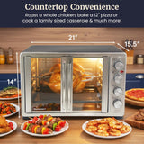 ETO-4510M French Door 47.5Qt, 18-Slice Convection Oven 4-Control Knobs, Bake Broil Toast Rotisserie Keep Warm