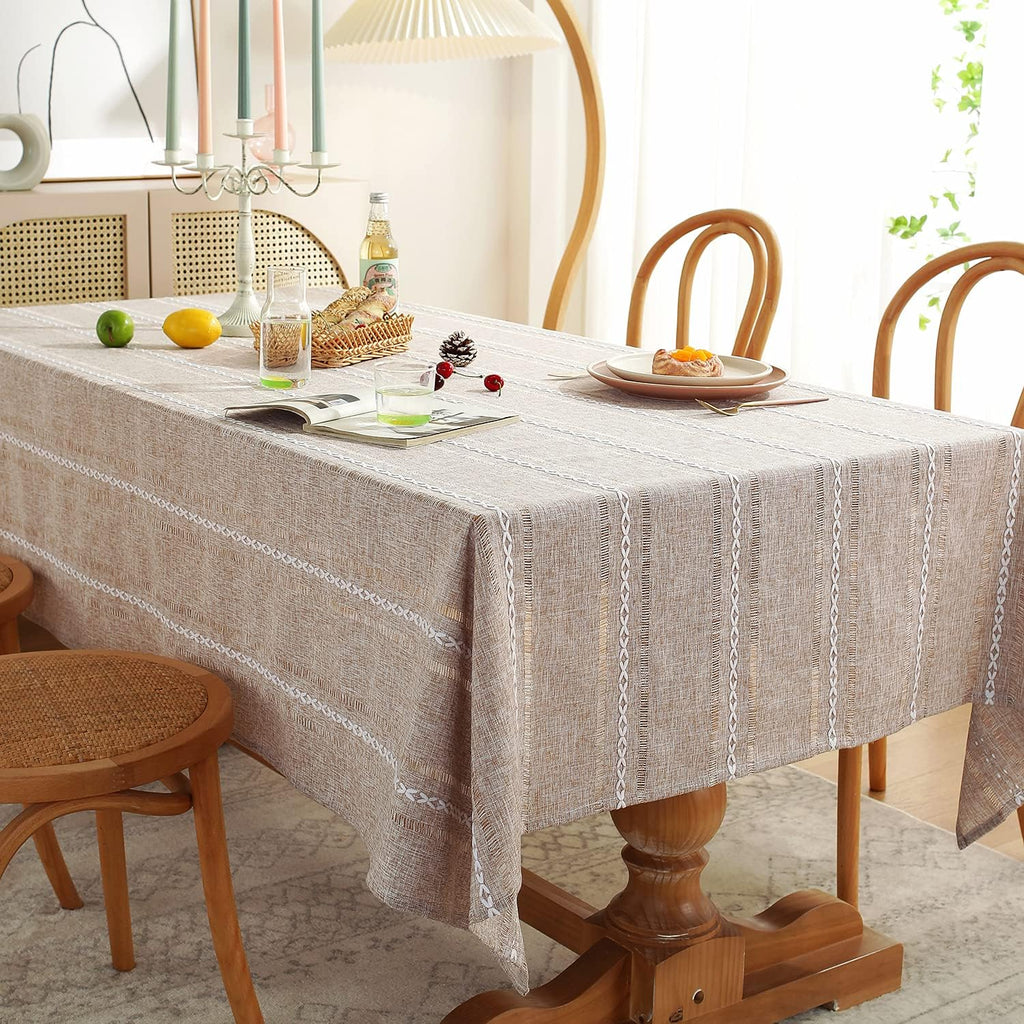 60 x 84 inches Farmhouse Style Linen tablecloths, Wrinkle Resistant Washable Dining Room Table Cloth