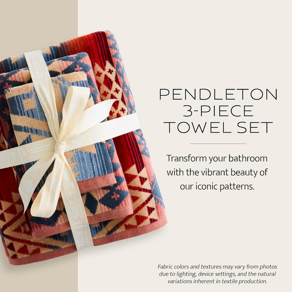3 Piece Bath Towel Set, Bath, Hand, and Washcloth | Soft, Absorbent, Quick Dry, Fade Resistant, Canyonlands Desert Sky