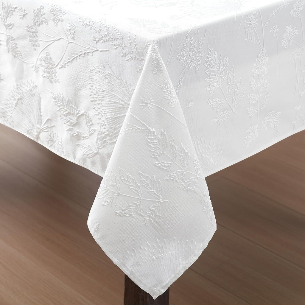 Tablecloth Raised Woven Embroidered Jacquard Fabric, Wrinkle Resistant for Dining, Holiday, Party, W