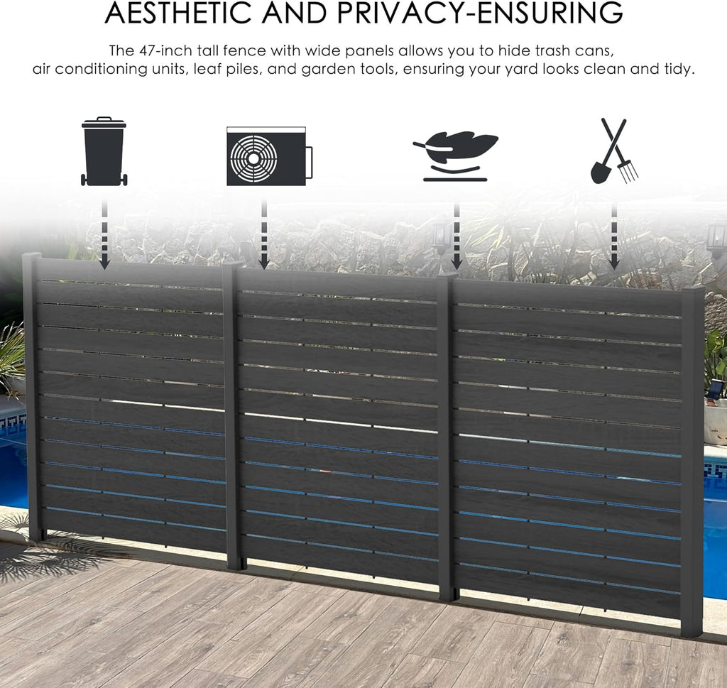 50" W x 48" H Privacy Screens Fence Panel Specifically for Hard Surfaces, Aluminum Post, Air Conditioner Fence Panels
