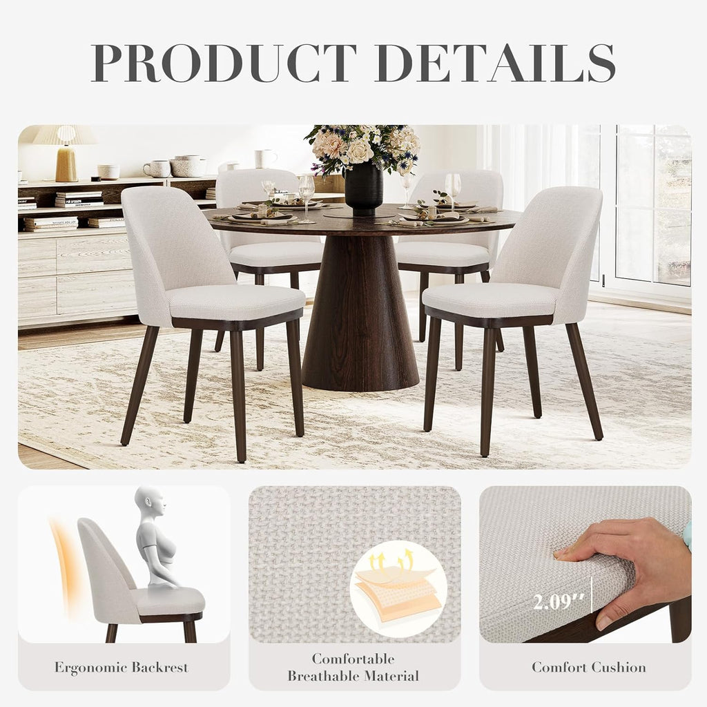 Upholstered Dining Chairs Set of 2, Modern Kitchen Chairs with Back
