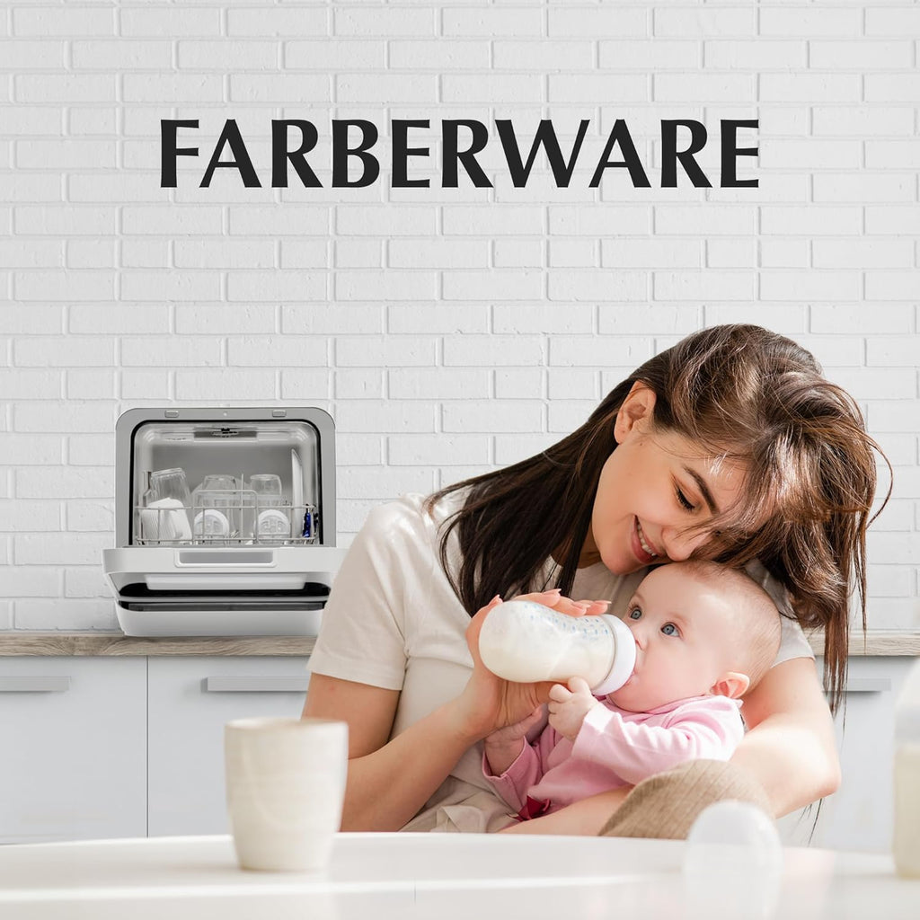 Portable Countertop Dishwasher with 5-Liter Built-in Water Tank - 5-Program System for Home, RV, and Apartment