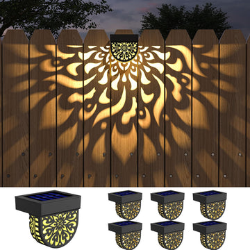 6 Pack Solar Fence Lights Wall lihgts Outdoor Decorations Solar Powered Step Deck Lights Warm Yellow Light Waterproof