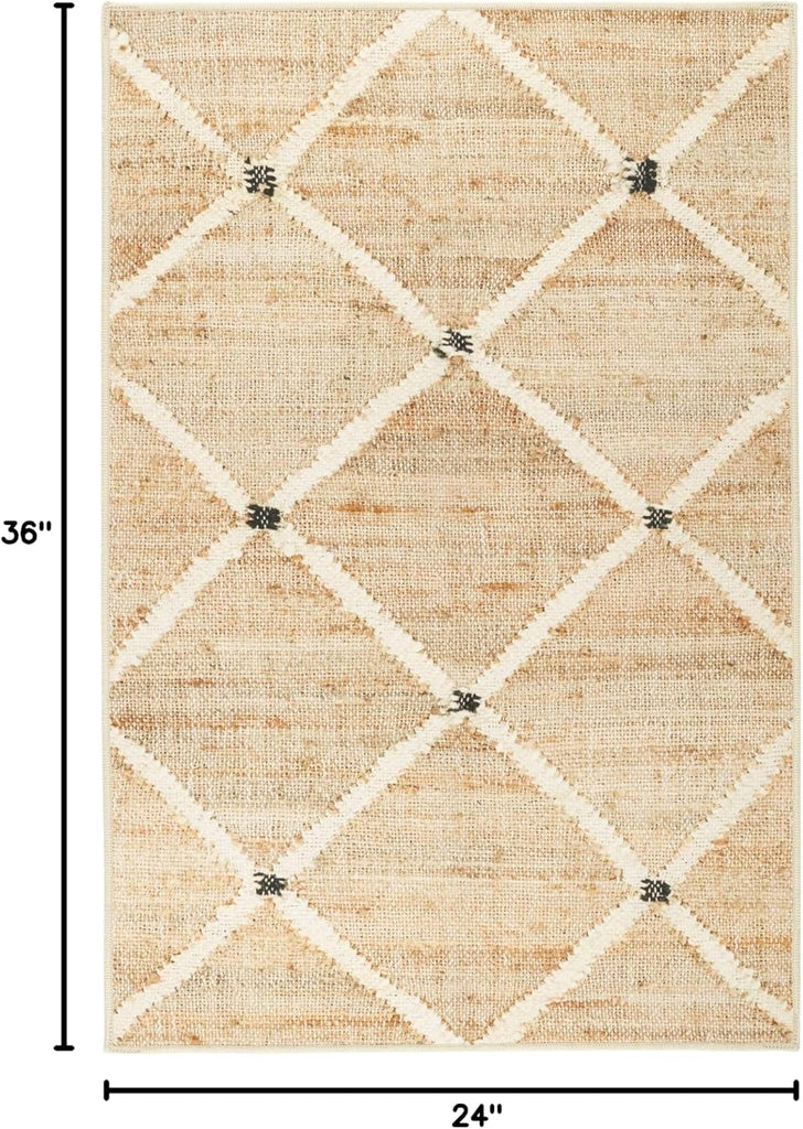 Dash and Albert Kali, Natural, 2' x 3', Diamond, Soft and Cozy, High Traffic, Lightweight, Anti-Slip