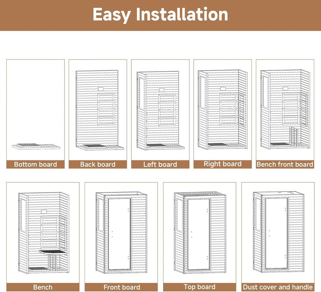 Infrared Sauna Home Sauna, Indoor Far Infrared Saunas for Home, 1 Person Canadian Hemlock Wooden Spa Room