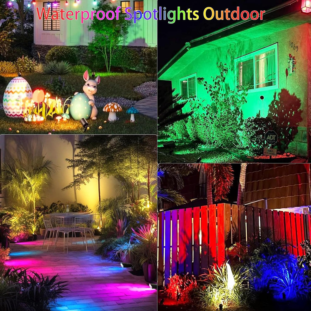 Multicolor Spotlight Outdoor: 16 Color Changing Landscape Lighting with Remotes 120V Plug in Waterproof Holiday LED