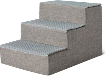 Dog Steps, 14.4" H, 3-Step Pet Stairs with Non-Slip Bottom for Bed Couch and Sofa, Indoor Dogs and Cats, Grey