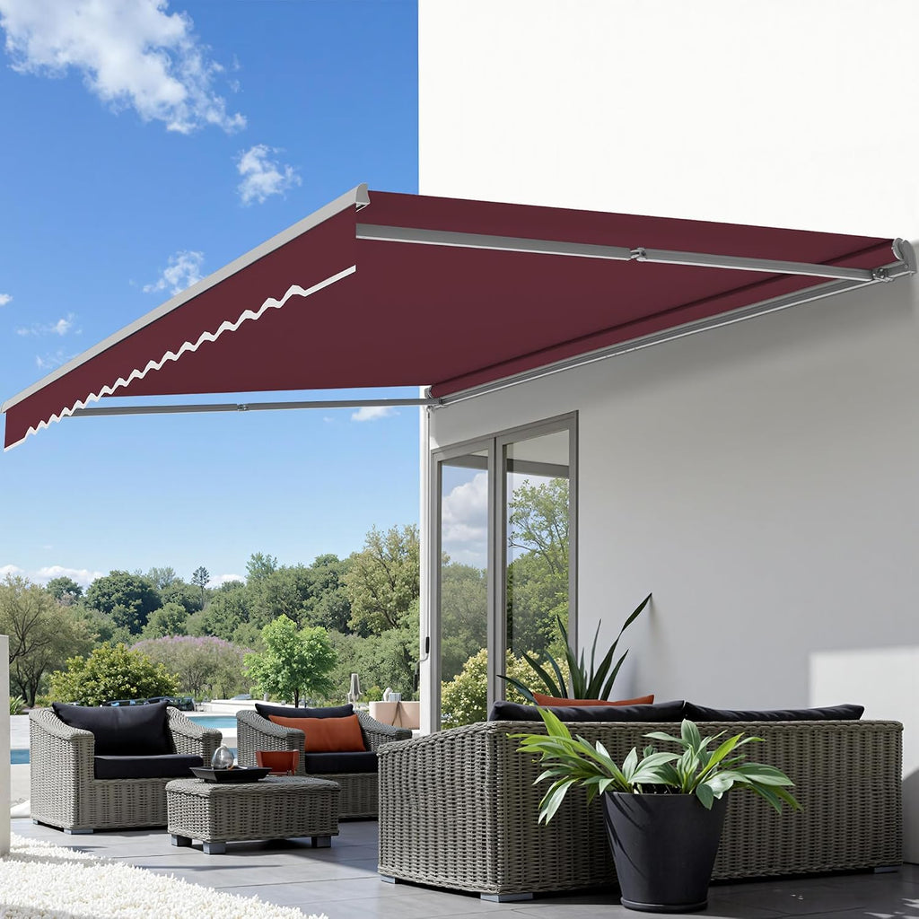 Patio Awning 12x8 Feet Sunshade Canopy for Manual Retractable Awnings, with Aluminum Frame and 280G Polyester Fabric