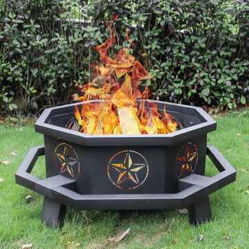 43 Inch Octagonal Fire Pit,Outdoor Fire Pit,Wood Burning Firepit for Bonfire, Firepits for Outside,Camping, Backyard