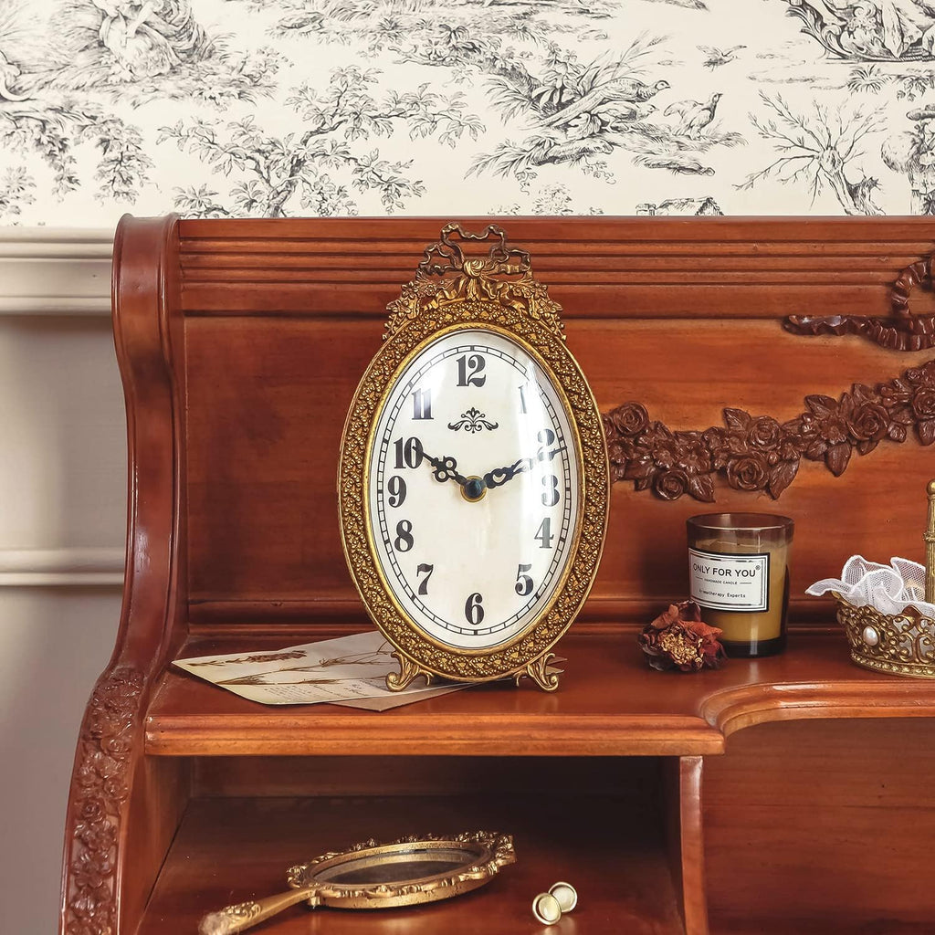 HOME Gold Table Clock Silent Non-Ticking