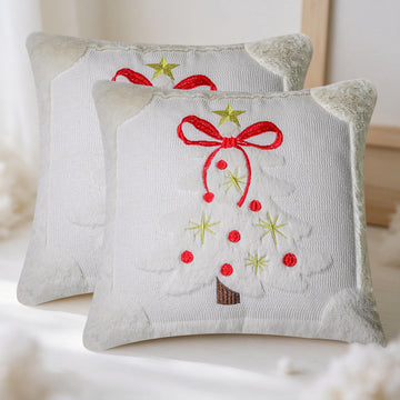 Pillow Covers 18x18 Inch Set of 2 Cozy Plush Faux Fur Quilted