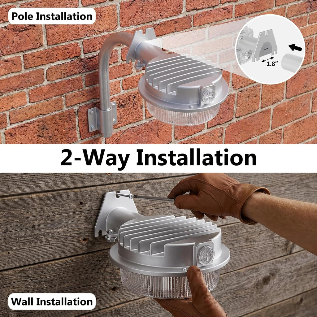 55W 6600LM LED Barn Light, 5000K, ETL Listed, Silver, 1 Pack | Dusk to Dawn Outdoor Security Light, 120V