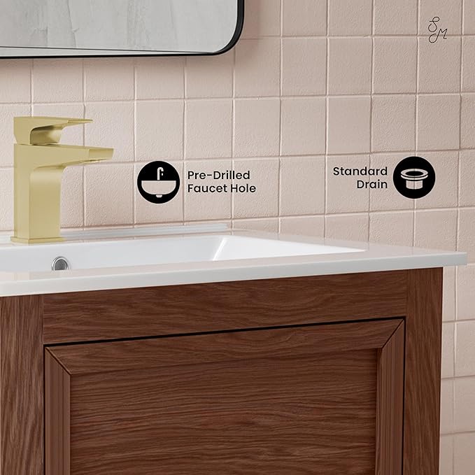 24-Inch Bathroom Vanity in Walnut with Sink