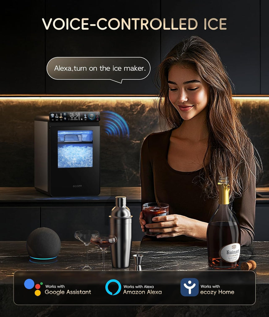 Nugget Ice Maker Countertop, First Full-Color Smart Panel 44 lbs/24H Ice Machine with APP & Voice Control