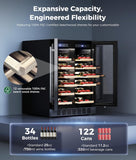 Wine Fridge Beverage Refrigerator - 24 Inch Wine Cooler Refrigerator, 34 Bottles