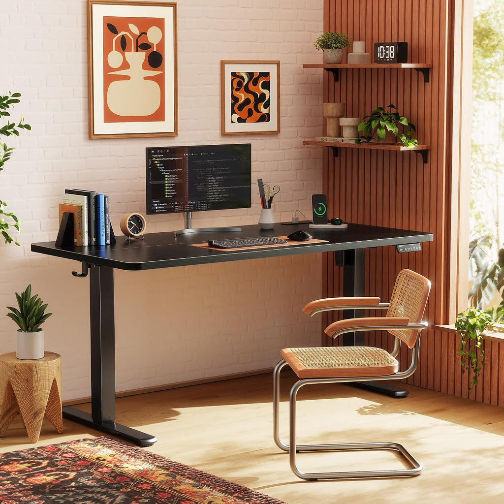 55 X 24 Inch Electric Standing Desk with Power Outlets and USB-C Port, Height Adjustable Desk, Sit Stand Desk