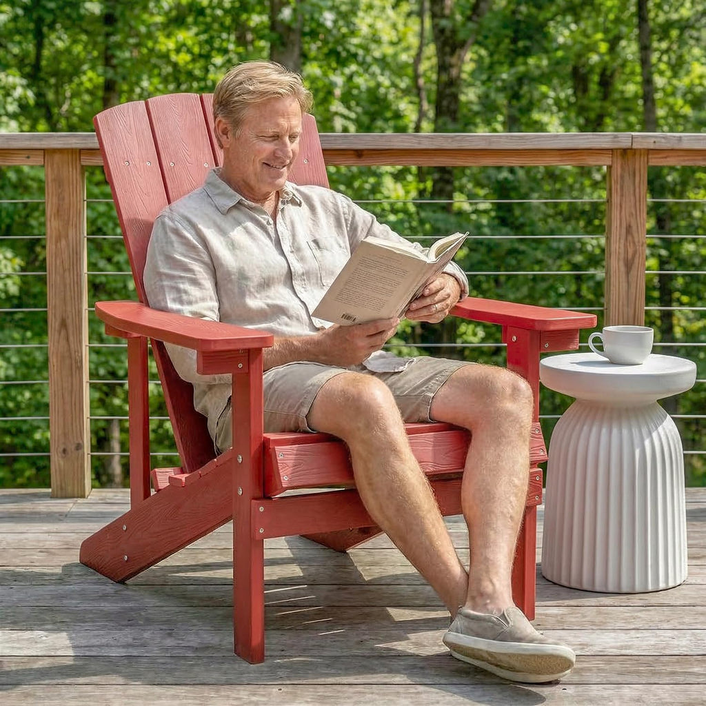 Adirondack Chairs Set of 2, Weather-Resistant Patio Chair with Wide Armrests & High Backrest, Fire Pit Chair, Lawn