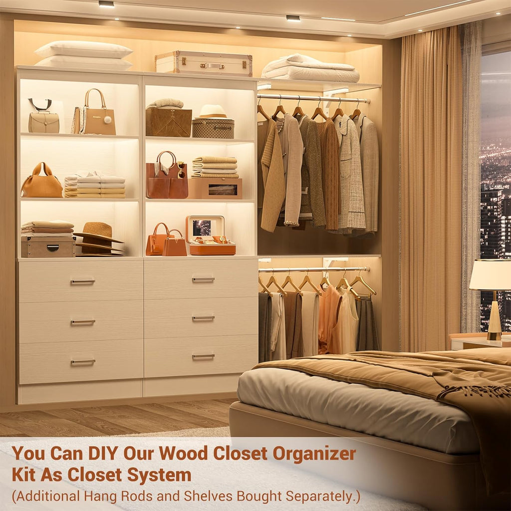 23.6" Closet Drawers System, Wood Closet Organizer System with 3 Drawers, Modular Small Walk-in Closets Storage Unit