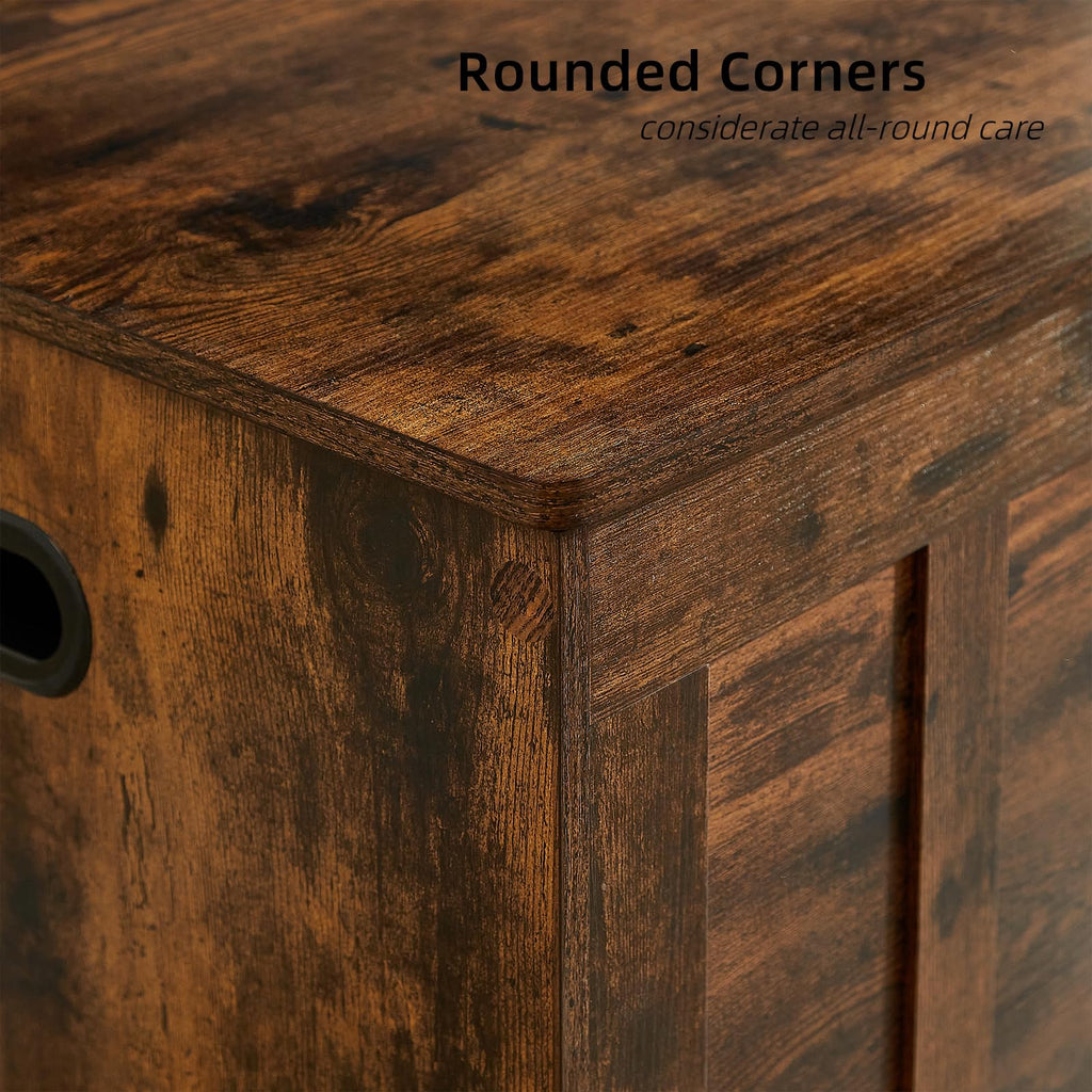 47.2"Storage Chest, 19"Extra-Deep Storage Bench, 72 Gal, Rustic Brown