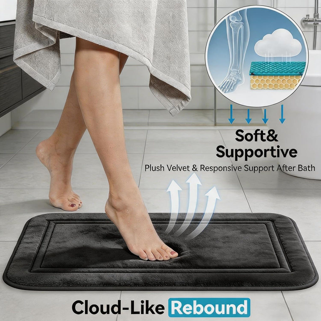 Bathroom Rugs Set 3 Piece Memory Foam Bath Mats Non-Slip Bath Rug Set ,Washable Bathroom Mats,Absorbent Shaggy Rug