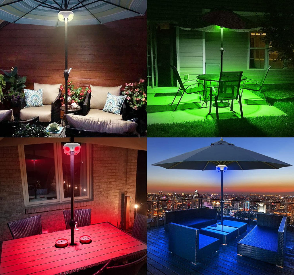 Patio Umbrella Lights Outdoor Umbrella Pole Light Battery Operated Cordless 12 Color Changing Umbrella Light with