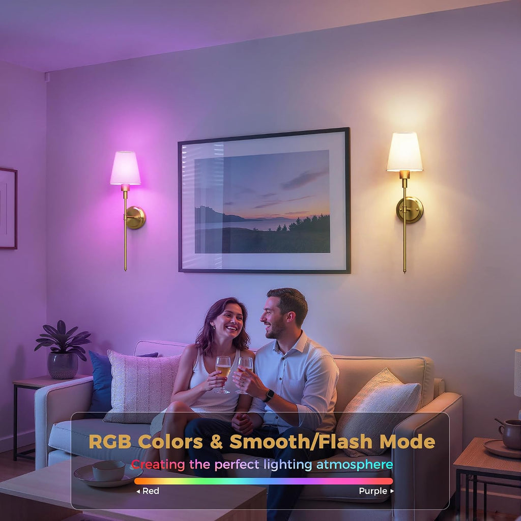 Battery Operated Wall Sconce: Set of 2 Wireless Wall Light 12000mAh, 15 Color Rechargeable Wall Sconces, Sconce Wall