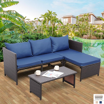 Outdoor Furniture Set 3 Piece Patio Set Patio Conversation Sets Outdoor Sectional Sofa Patio Loveseat Coffee