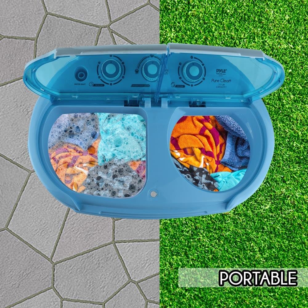 Upgraded Version Portable Washer & Spin Dryer, Mini Washing Machine, Twin Tubs, Spin Cycle w/Hose, 11lbs. Capacity, 110V