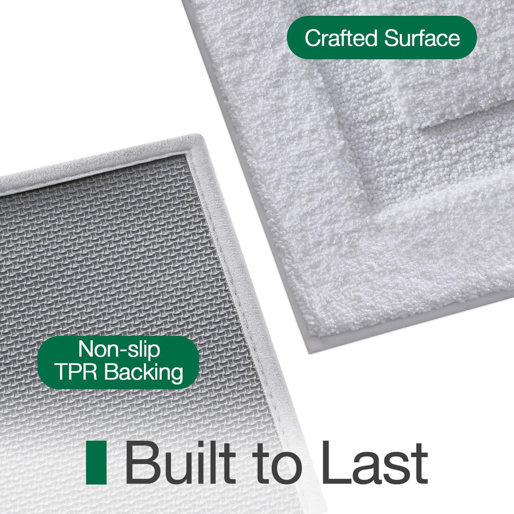 Ultra Soft Bathroom Rugs Absorbent, Non Slip Bath Mat 24x36, White | Machine Washable with Rubber Backing, Quick Dry