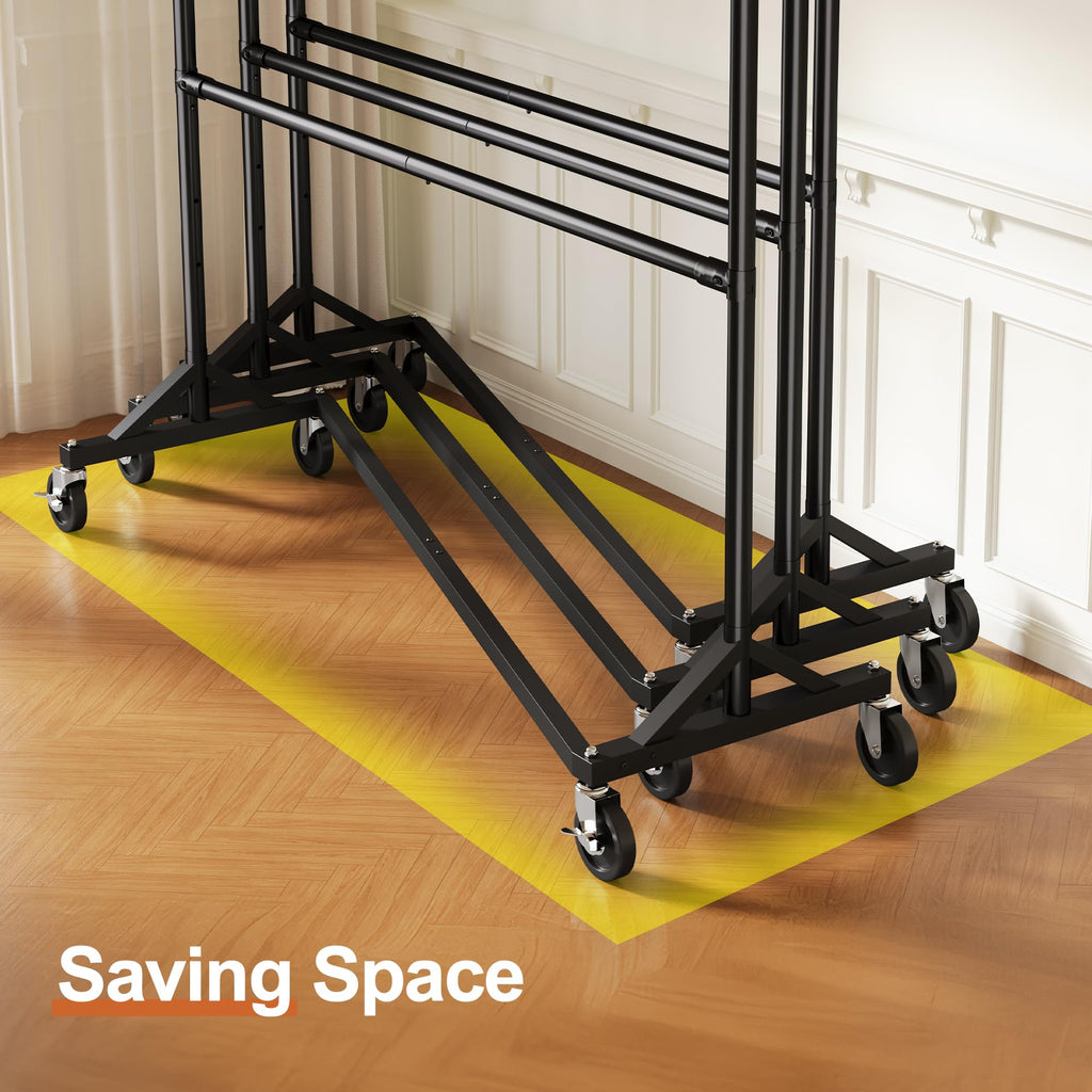 Z Rack, Clothes Rack Hold 550LB Adjustable Height Double Rod Black