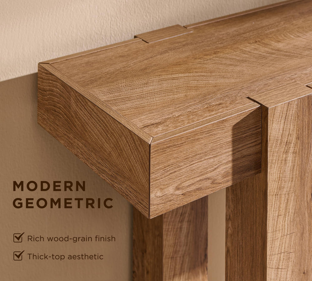 63" Modern Farmhouse Entryway Table with 2 Drawers, Light Knotty
