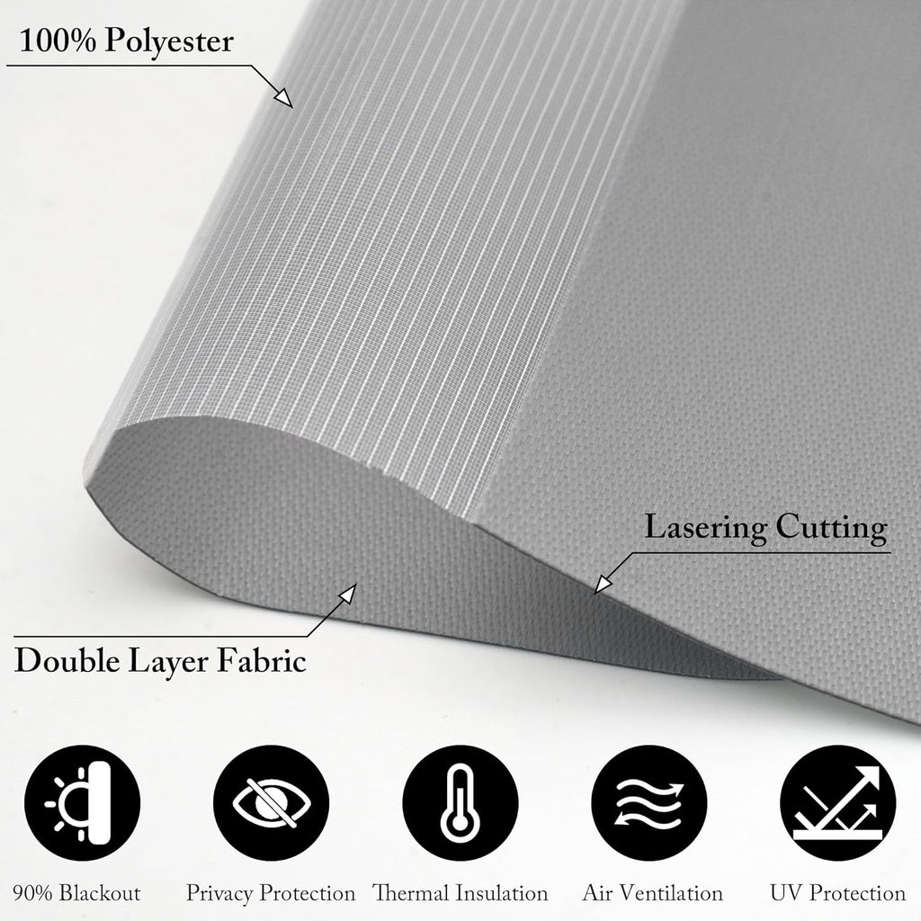 Corded Zebra Blinds for Windows Blackout Dual Layer Privacy Shades for Indoor Windows Light Control for Day and Night