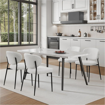 Upholstered Dining Room Chairs Set of 6 Modern Chenille Diner Chairs with 58D Memory Foam Thick Cushion Comfy Armless
