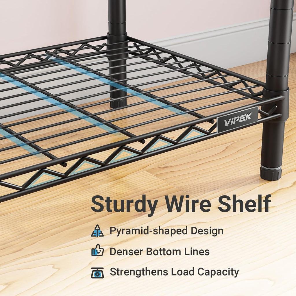 V2 Heavy Duty Clothes Rack, Portable Metal Closet System, Black | Freestanding Wardrobe with 4 Tiers Adjustable Wire