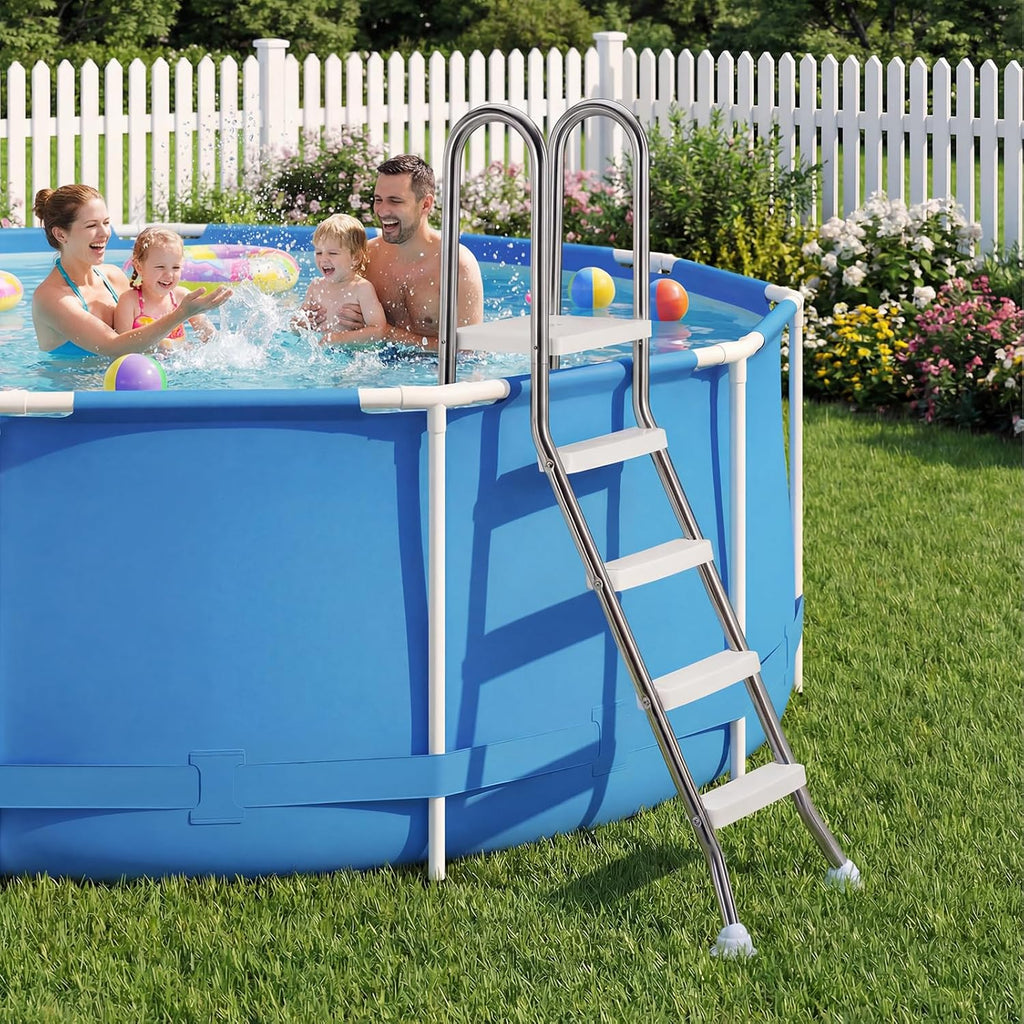 Above Ground Pool Ladder, Stainless Steel A-Frame Swimming Pool Stairs for 49.2 in High Wall, 300 lbs Capacity Heavy