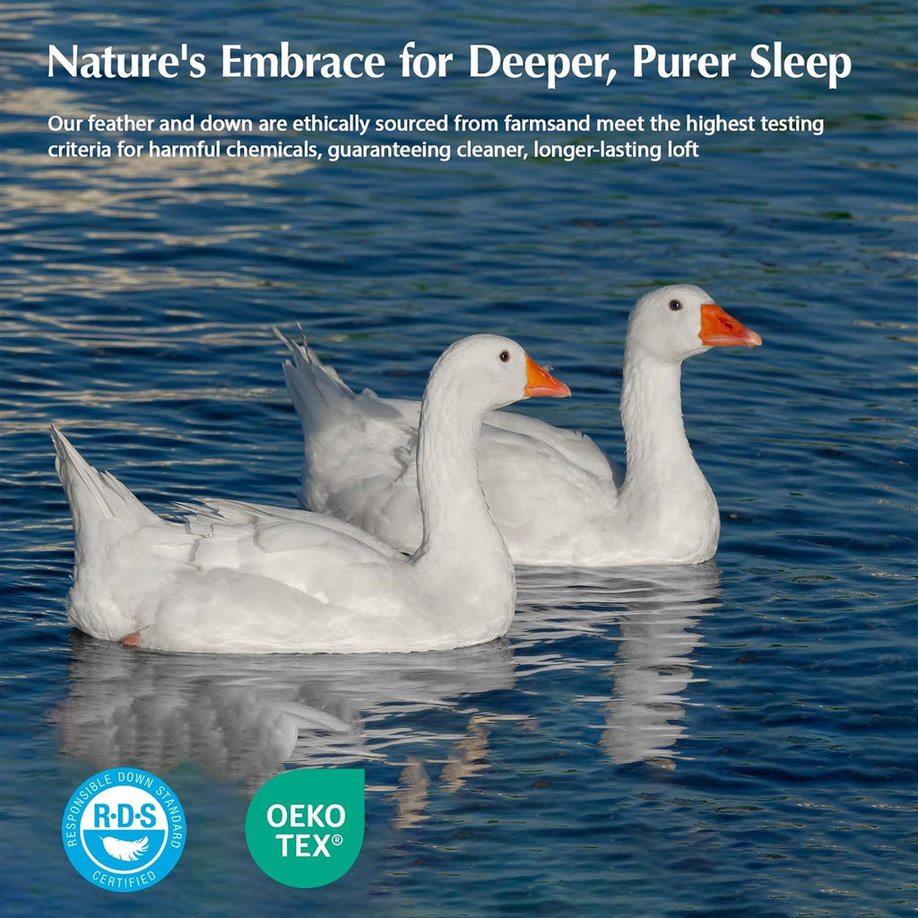 Goose Feather Down Fiber Comforters Twin, Extra Fluffy White Duvet Insert, Ultra-Soft, Breathable, All Season Hotel