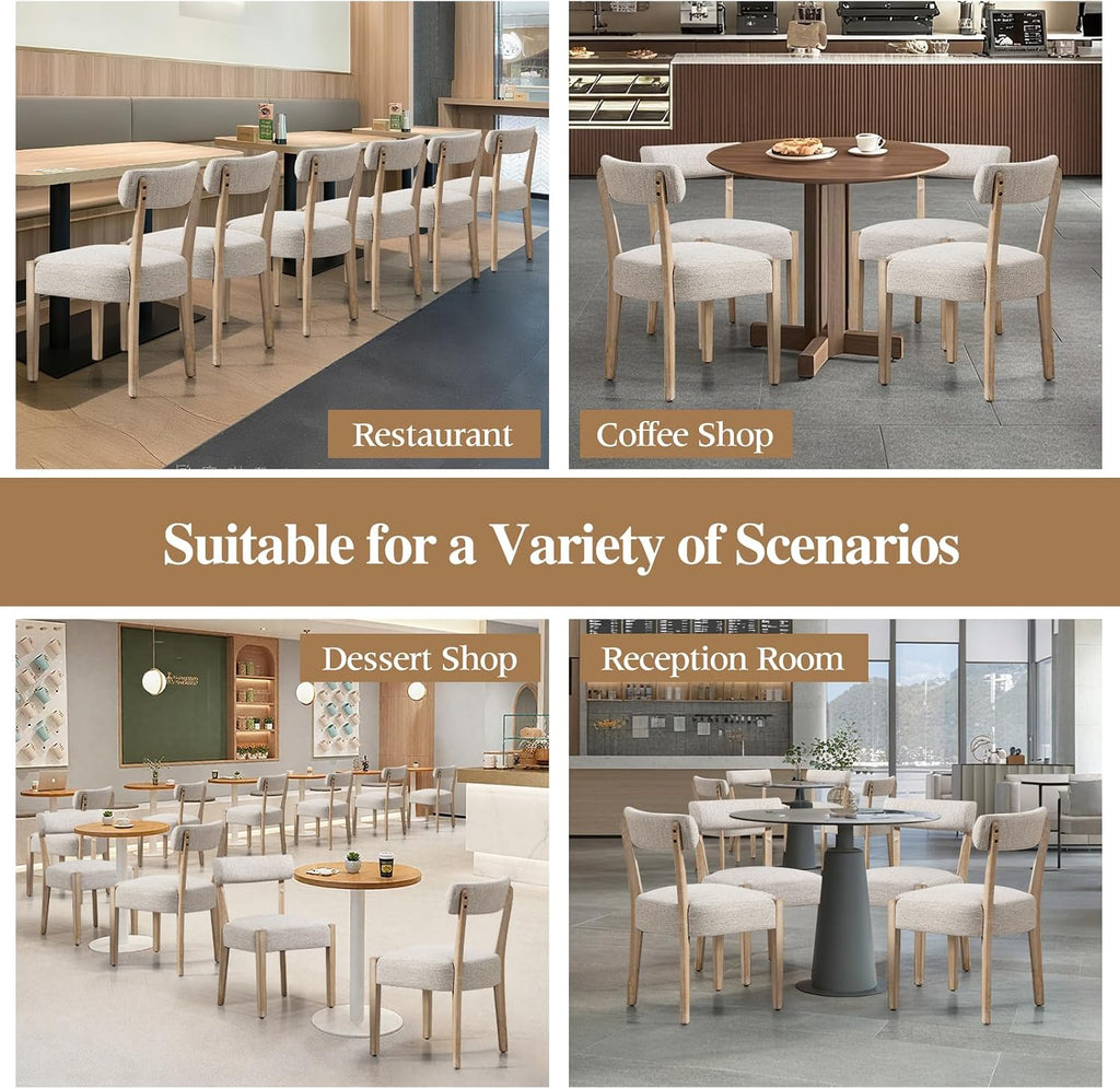 Dining Chairs Set of 4,Mid Century Modern Dining Chair Set - Linen Upholstered Low Back Kitchen & Dining Room Chairs